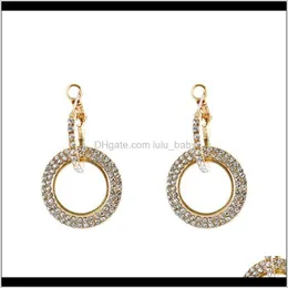 Hoop Hie Biżuteria Dostawa 2021 10PAIR Fashion Rhinestone Glitter Circle Okrągłe Diamond Sier Rose Gold Studs For Women R-28 EEVB