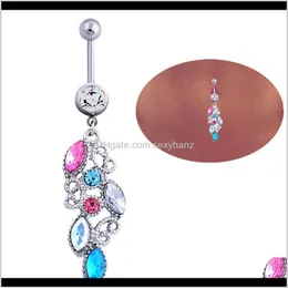 Bell Drop Delivery 2021 D0488 (1 Farbe) klare Flügel Bauchnabel-Nabelringe Körperpiercing-Schmuck baumelnder Mode-Charm mit CZ-Stein 3 Krqs