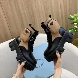 Projektant Rois Martin buty skórzane damskie męskie inspirowane wojskiem walka z torbą nylonowy but Bouch przymocowany do butów do kostki grube podeszwy