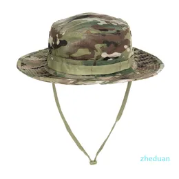Camouflage Bucket Hat Sunhat Mössor Fällbara Round Edge Outdoor Caps Mountain Climbing Jakt och Fiske Solskydd Andningsbar Rese Camping