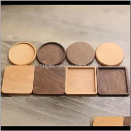 Pads Table Decoration Accessories Kitchen, Dining & Garden Drop Delivery 2021 Black Walnut Coffee Tea Mats Wooden Cup Mat Bowl Pad Teapot Dri