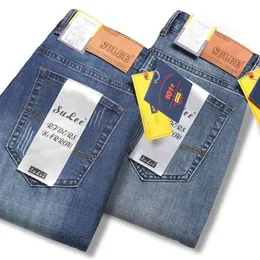 SOLEE أعلى العلامة التجارية جينز الأعمال تمتد سليم الدينيم السراويل الرجال عارضة كامل 210716