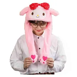 LED Glowing Plush Moving Rabbit Hat Dancing Bunny Ears Pinching Ear Move Vertically Animal Plush Winter Hats