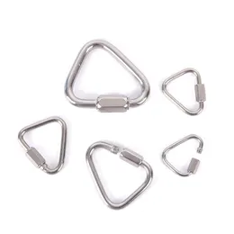 Solid Triangle Carabiner Stainless Steel Keychain Snap Clip Hook Buckle Screw Lock Safety Lock For Rock Climbing High