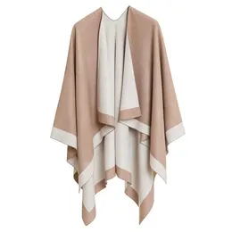 Panie Pashmina szalik Cape Bohemia kobieta płaszcz zimowy płaszcz imitacja kaszmiru Poncho zatuszować wełniane szale Wrap Knit Capa X0722