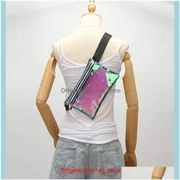 Väskor Lage Aessories50pcs midja Kvinnor PVC Clear Bag Lady Laser Fanny Packs Shoulder Zipper Beach Sport Travle Bags Drop Delivery 2021 N76I