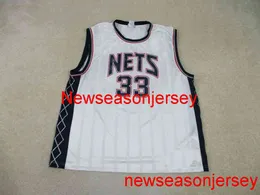 Сшитый Alonzo Mourning New Jersey Basketball Jersey Emelcodery Size xs-6xl Custom Любые номера баскетбола баскетбольные майки