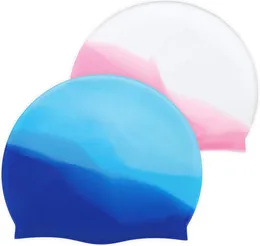 Cute baby swimming cap creative coloured silicone bathing pool bath caps kids water sport hat waterproof comfortable children students swim hats