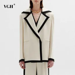 VGH Casual Hit Farbe Blazer Für Frauen Kerb Kragen Langarm Lose Eine Größe Blazer Weibliche Mode Neue Kleidung Frühling 2021 X0721