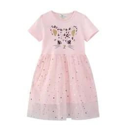 Jumping Meters Summer Children's Party Dresses With Cute Animals Baby Girls Selling Tutu Birthday 210529
