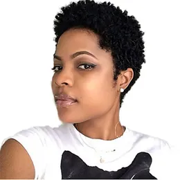 Brazilian Hair Machine Made Wig Afro Kinky Human Hair Wigs for Natural Black Women Pixie Cut Short Curly