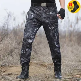 Tactical Cargo Spodnie Mężczyźni Wojskowy Czarny Python Kamuflaż Spodnie bojowe Army Pracując Spodnie myśliwskie Joggers Mężczyźni Pantalon Homme 211201