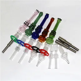 Néctar de vidro de 5,7 polegadas para fumar narguilés com unhas de metal de 14 mm/dicas de quartzo keck clip reclaperler colecionador kit