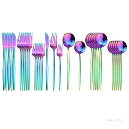 30 sztuk biały złoty zestaw sztućców 304 Zestawy sztućce ze stali nierdzewnej Zestawy obiadowe Nóż Deserowy Fork Coffe Spoon Wareware T9i001265