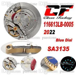 Clean CF 116613 SA3135 Automatyczna męska zegarek Ceramika Bezel Dwucie żółte złoto -niebieskie tarcze 904L stalowa bransoletka Bransoletka Super edycja zegarki Pureteme B2