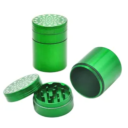 Space Case Grinder 50MM 3 Pieces Aluminum Herb Grinders With Airtight Cylinder Stash Case Metal Herb Grinder With Different Pattern