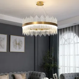 Light Luxury Chandelier Lampor Post-Modern Crystal Nordic Minimalistisk Vardagsrum Mat Sovrum Hänglampa LED Lights