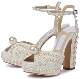 Модельные туфли, элегантные свадебные модные женские сандалии Sacora, кожаные сандалии с жемчугом, роскошные бренды, женские туфли на высоком каблуке, тренд E