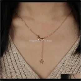 Necklaces & Pendants Drop Delivery 2021 Fashion Moon Star Pendant Choker Gold Color Alloy Zinc Chain Necklace For Women Party Jewelry Archery