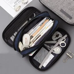 Pencil Cases Case Big Pen School Supplies Korean 3 Pockets Canvas Box Portable Trousse Scolaire Stationery