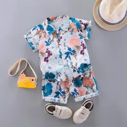 Klädset Småbarn Pojkar tryckt skjorta 0-4-årig bebis 18m Klänning Enfärgad Blommig 2021 Sommarbaddräkt Comfor
