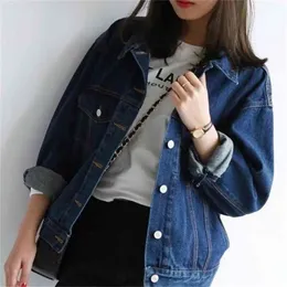 Jacket Ms. Spring Autumn Korean Version Of Harajuku Street Students Long-sleeved Loose Was Denim Women 210427