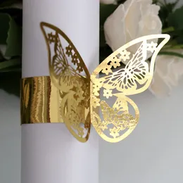 Bröllopsdekorationer 50st 10 färger Butterfly Style Laser Cut Paper Rings servetter Hotell Hotel Födelsedag Bröllop Xmas Party Favor Table Decoration