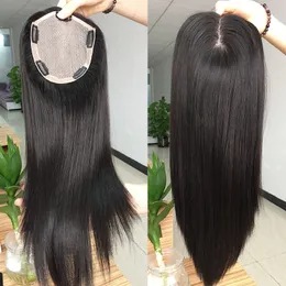 5*6inch Slik Base Human Hair Topper Natural Black color Clip in Pieces Toupee for Women 120% density