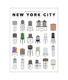 The Wondrous Water Towers of Newyork City NYC Poster Painting Print Home Decor Framed Or Unframed Photopaper Material