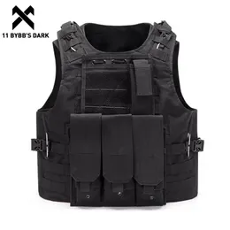 11 BYBB Mörk Sportvästar med midjaväska Män Multifunktion Andningsbara Taktiska Pocket Utility Techwear Tactical Vests Streetwear 211119