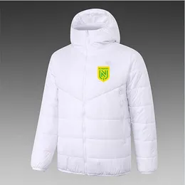 21-22 FC Nantes Męska kurtka z kapturem zimowa sporty płaszcz sportowy Full Zipper Sports Outdoor ciepłe logo bluzy zwyczajowe