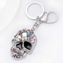 Moda Crânio Carro De Metal Chaveiro Chaveiro De Cristal Colorido Chaveiro Chaveiro Keychain Acessórios Mulheres Pingente Pingente Presente Criativo Jóias G1019