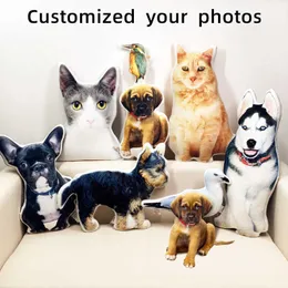 Po Customization Diy Dog Cushion Pet Plysch Leksaker Dolls Fylld djur Katt Kudde Bäddsoffa Dekorativ kreativ födelsedagspresent 210716