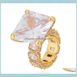 Europe And America Yellow Gold Plated Bling Ice Out Big Diamond Cz Stone For Nice Jewelry Z209S Band Rings Dr1Gp