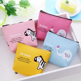 Mini Pu Purses Små Frisk Casual Mynt Plånbok Tjej Tecknad Baby Elephant Coin Purse Key Card Money Bag Handväska Förvaringsväskor