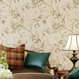 Wallpapers Wallpaper Non-woven Fabric Antique Bird Flower Pattern Apple Tree Bedroom Living Room Prin