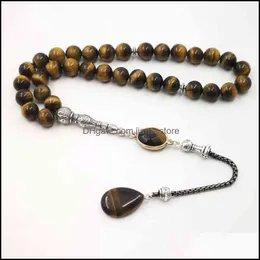 Charm Bracelets Style Mans Tasbih Tiger Eyes Natural Stone Muslim Rosary Islam 33 66 99 Beads Fashion Bracelets 2Xqs