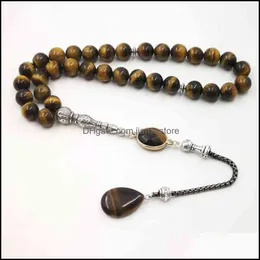 Styl Mans Tasbih Tiger Eyes Natural Stone Muslim Różaniec Islam 33 66 99 Koraliki Moda Bransoletki 220210 Drop Dostawa 2021 Urok Biżuteria 2xqs