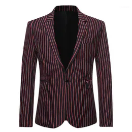 Mäns kostymer Blazers Fashion Striped Suit Blazer Men 2021 Brand Mens Single Button Jacka Business Formal Dress Man Terno Masculino1