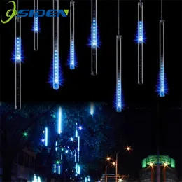 LED Meteor Shower Rain Lights 20cm 30cm 43cm 8Tube / set LED Jul Bröllop Garden Decoration String Light 110V / 220V 211104