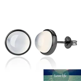 Sweet Natural White Chalcedony Stud Earrings For Women Black Color Brincos Earing Oorbellen Earings Moonlight Jewelry Wholesale Factory price expert design