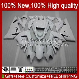 Kropps kit OEM för Kawasaki Ninja ZX1000C ZX 10 R 1000 CC ZX1000 04-05 Bodywork 9No.4 Full White ZX 10R 1000CC ZX10R 04 05 ZX-10R ZX1000CC 2004 2005 Motorcykelfeoking