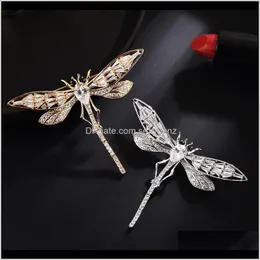 Pins, Drop Delivery 2021 Crystal Sier Color Fashion Dragonfly Brooches For Women Scarf Pin Zircon Brooch Suit Cor Collar Coat Jewelry Broach