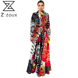 Женские платье с длинным рукавом V-образным вырезом печатные платья повязка плюс размер цветы летняя одежда мода 210513