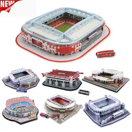 Diy 3Dパズルジグソーランドワールドサッカースタジアムヨーロッパサッカープレイグラウンド組み立てられた建物モデルパズル子供GYH X0522