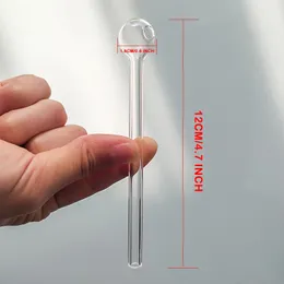 Cachimbo de vidro transparente de 4,7 polegadas Queima de unhas de óleo Cachimbos jumbo de 12 cm de comprimento Espessura Transparente Grandes tubos para fumar 120 mm Pirex Queimador de vidro concentrado para fumantes