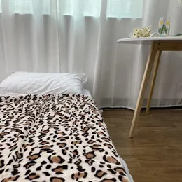Blankets Ins Wind Coral Fleece Leopard Print Nap Air Conditioning Blanket Office Bedroom Household Warmth
