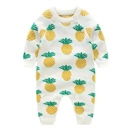 Född spädbarn baby pojkar flickor ananas rompers kläder vår höst barn pojke tjej långärmad kläder 210429