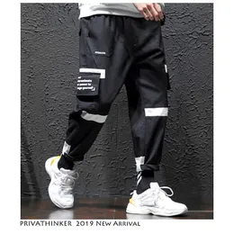 Privathinker män färg blcok streetwear cargo byxor mens hip hp joggers byxor manliga mode sweatpants plus storlek overall sh190902
