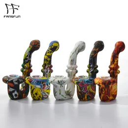 Silikon Bong Tütün Boru Silikon Su Boruları Cam Çanak ile Duman Fantastik Sherlock Dab Rig